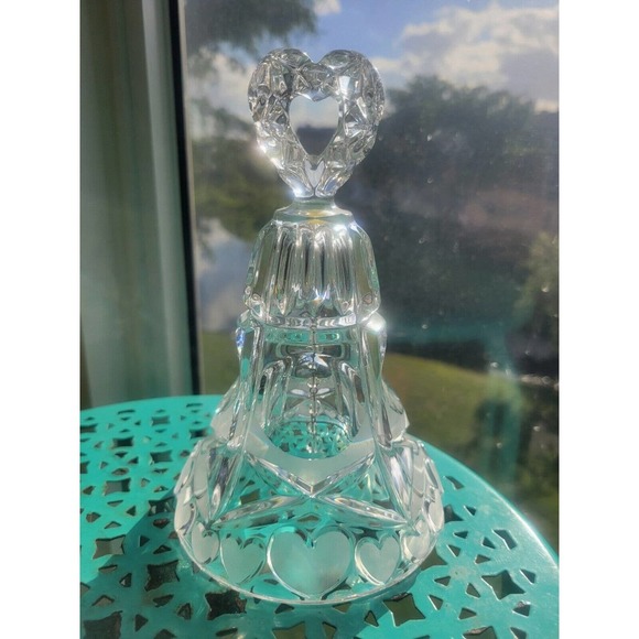Vintage Echt Bleikristall Lead Crystal Heart Bell Made in West Germany 7”T - Picture 4 of 9